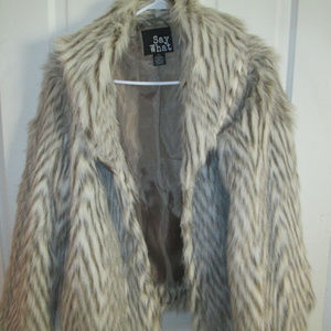 Charlotte Russe  Faux Fur Striped Coat  Womens XL